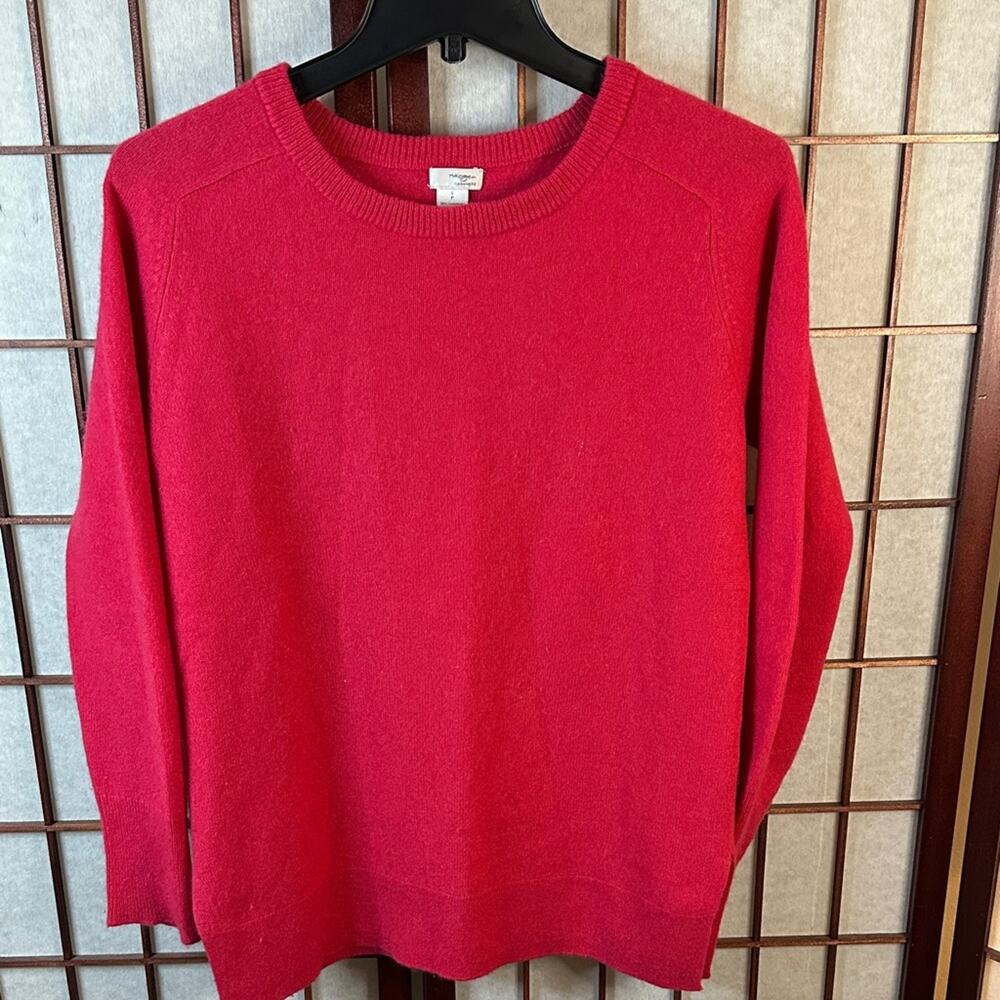 Halogen Vibrant Hot Pink 100% cashmere Crew Neck Sweater Size Large